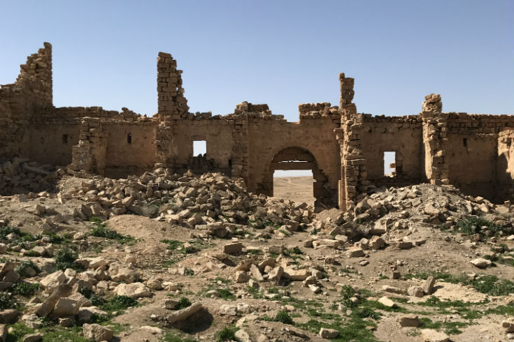 g Looking towards Main Gate (inscription) Qasr Bshir Roman fort Jordan
