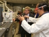 Date: Aug. 28, 2014Minister of State for Science and Technology Ed Holder takes a tour of the laboratory of Charles Wong (right), professor and Canada research chair in ecotoxicology in the departments of environmental studies & sciences and chemistry at the University of Winnipeg, before an announcement of NSERC Discovery Grants at the University of Winnipeg\'s Richardson College for the Environment and Science in Winnipeg, Man.Photo by Jason Halstead/CPimages