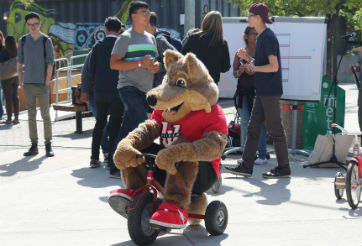 Weslee Coyote in the tricycle race