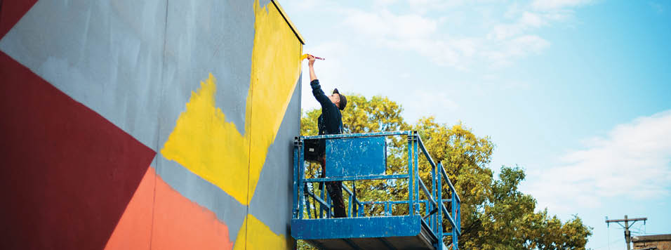 star blanket painting of mural