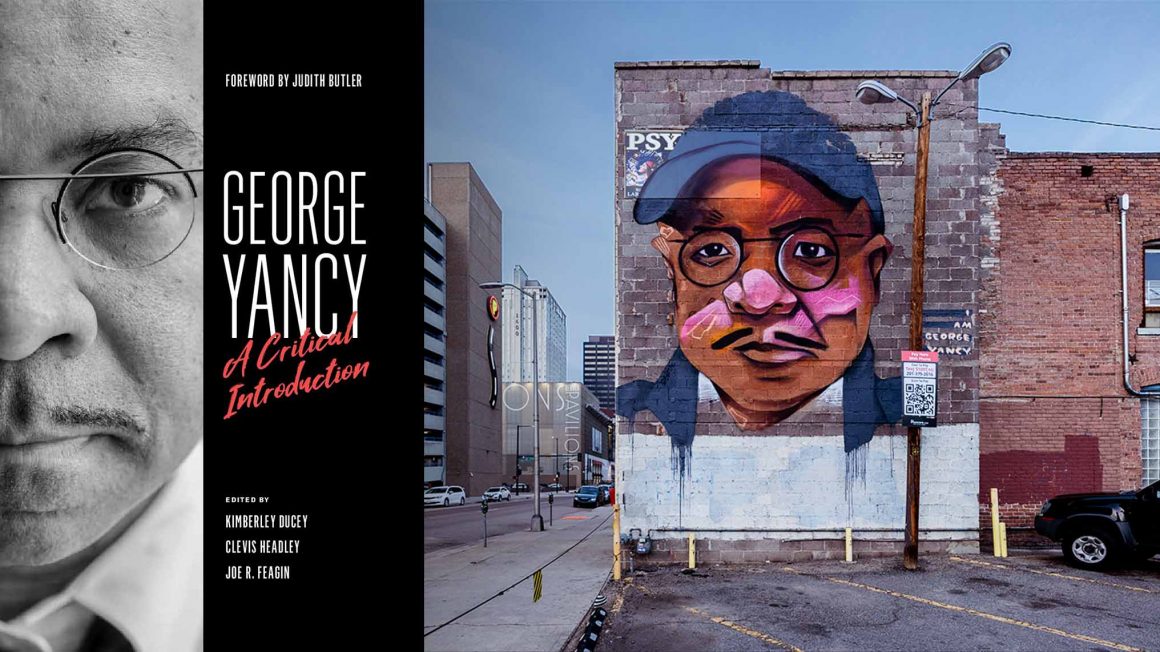 George Yancy book cover and colourful building mural of George Yancy.