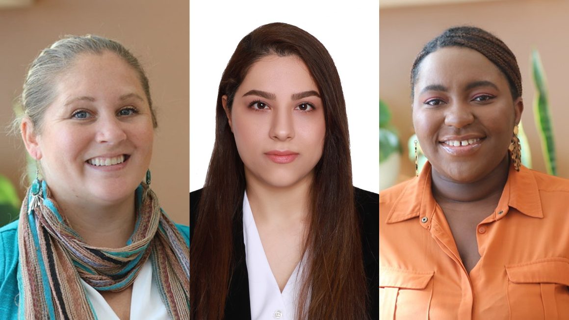 Head shots of Graduate Studies students Katherine Rempel, Nooshin Noshiri, and Bunmi Afolabi