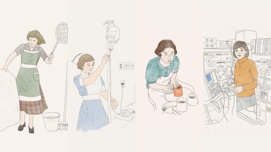 Drawings of the four women whose lives are the focus of "What They Can Teach Us."