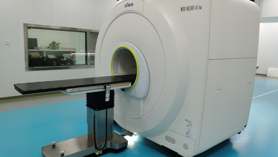 A MRI machine in a clinical setting.