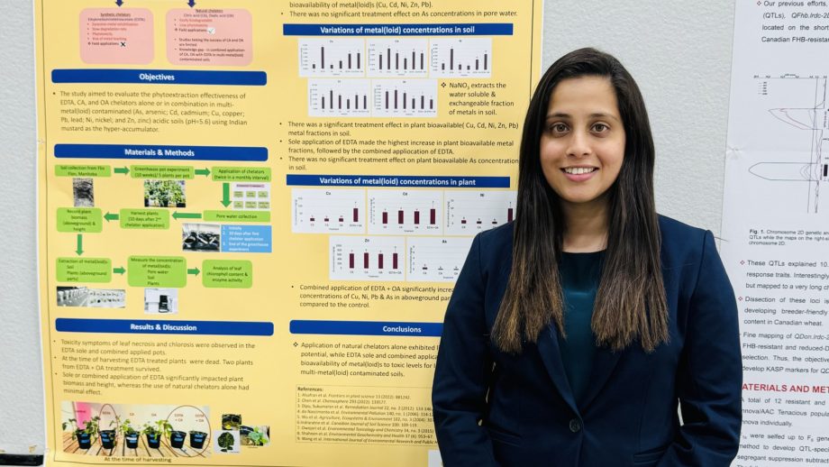 Ruchini Sovis standing in front of her winning scientific poster