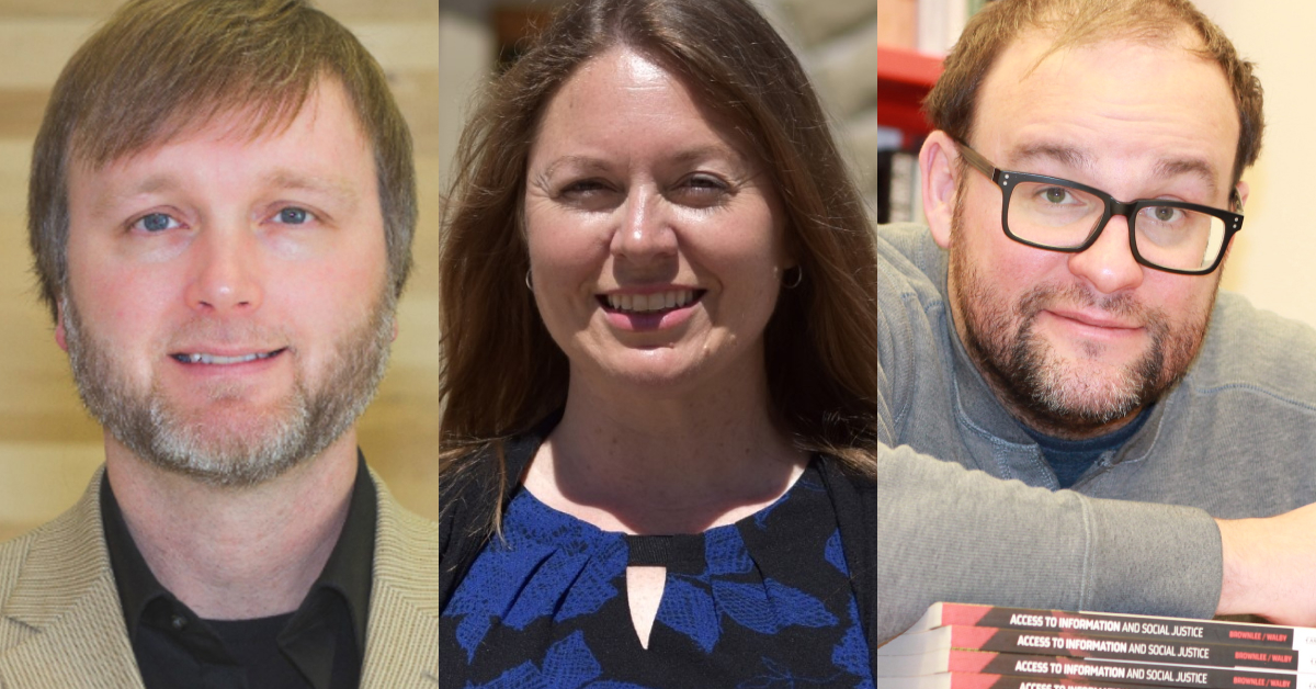 Headshots of Ryan Bullock, Sarah Heath, and Kevin Walby.