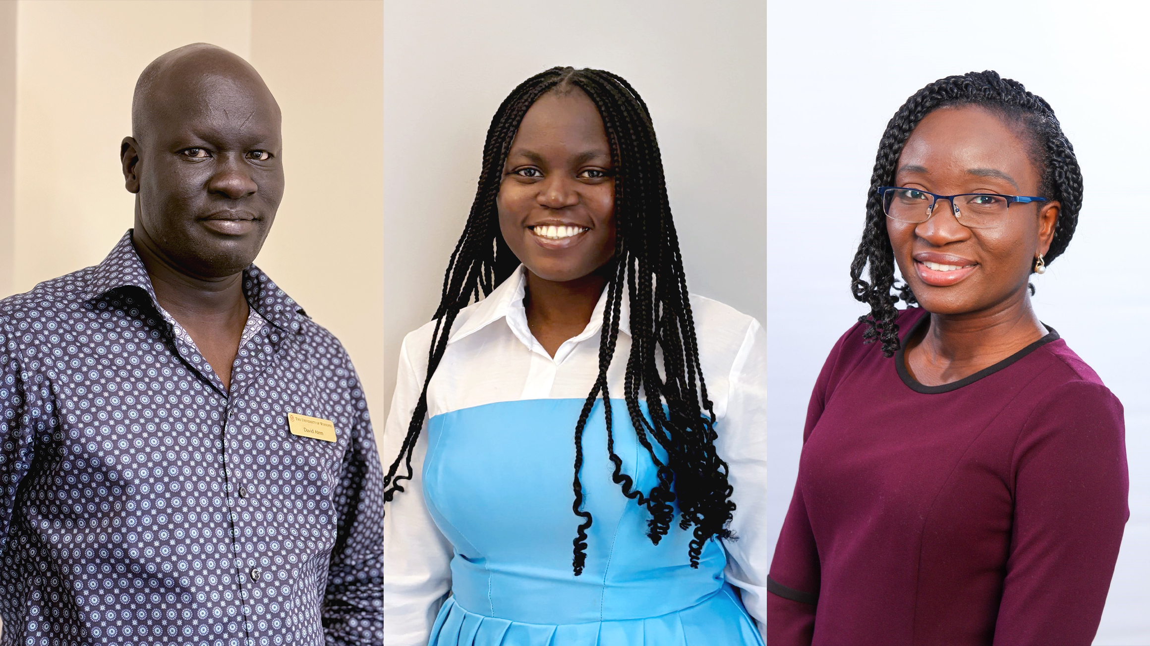 Headshots of David Atem, Faith Akinyemi, Mary Adedayo