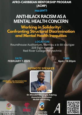 Poster for "Anti-Black Racism As A Mental Health Concern". event