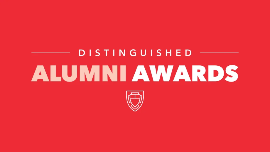 Distinguished Alumni Awards logo on red background