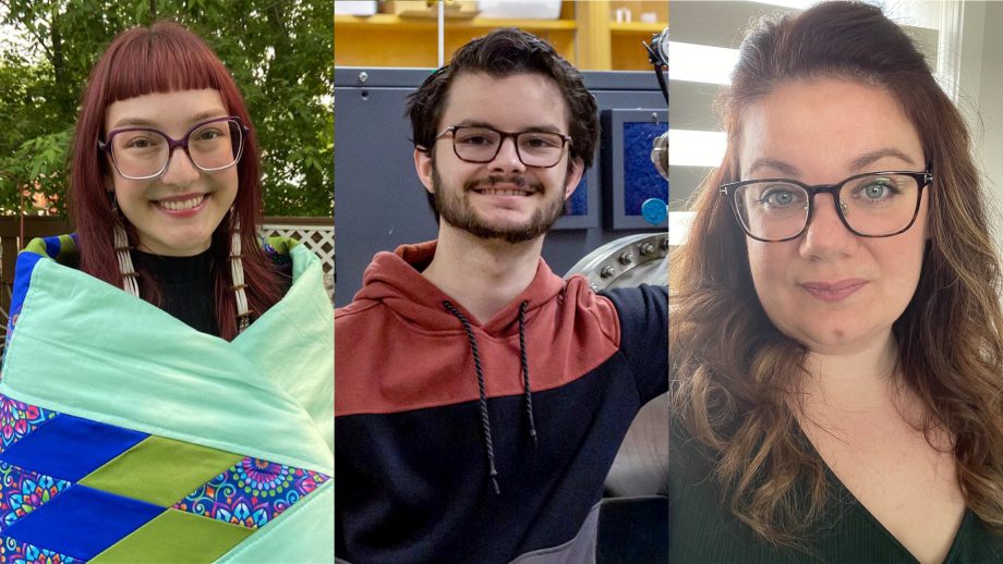 Headshots of 3 graduates