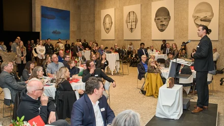 room with people at tables