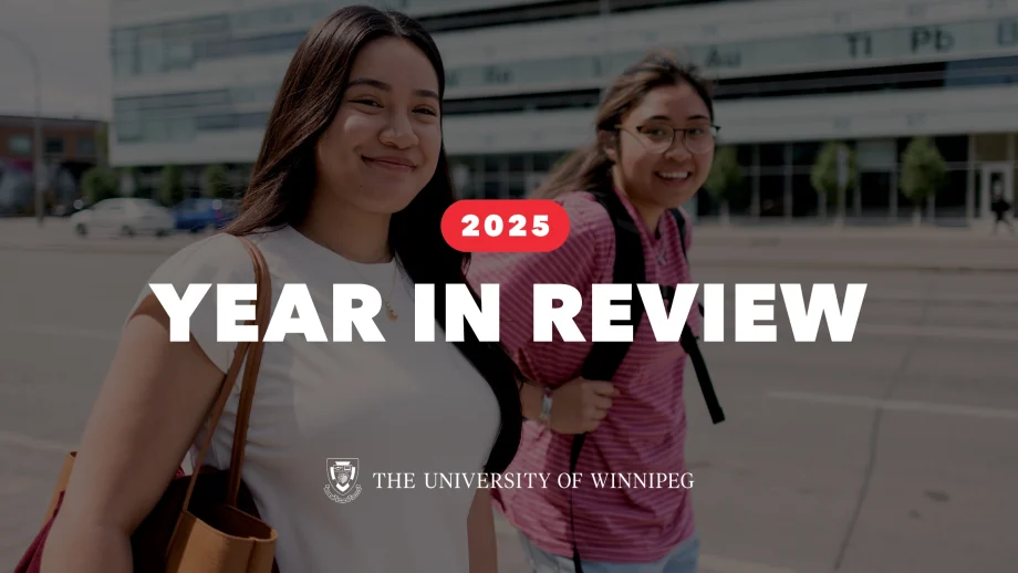 two students looking at camera with graphic writing overlay