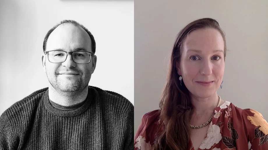 Left: Kevin Walby in a black and white photo. Right: Kristi Kenyon in front of a grey background.
